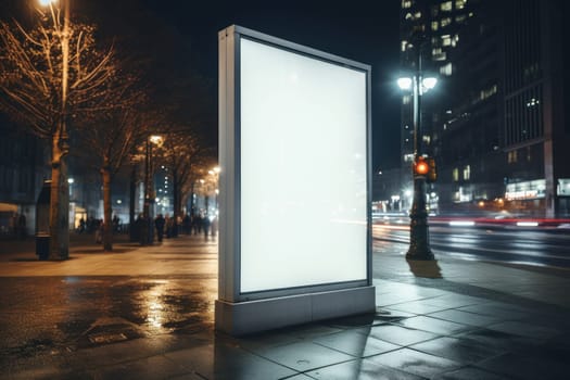 Digital Media Blank white mock up of advertising light box billboard at city background, advertising, Generative AI.