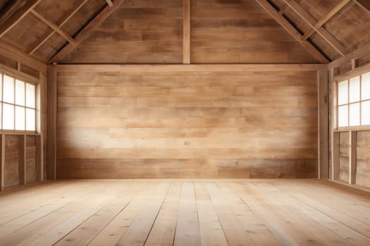 Muji style, Empty wooden room, Cleaning japandi room interior.