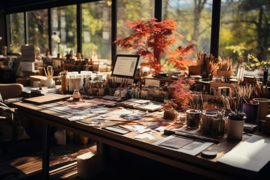 graphic designer home office and creative desk Generative AI.