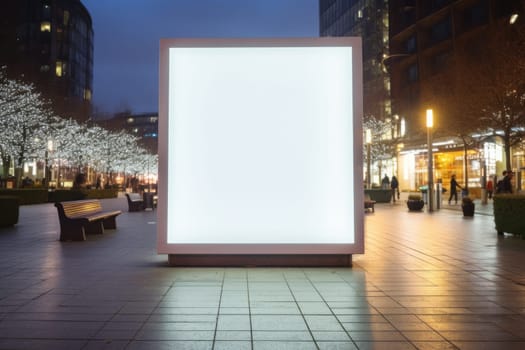 Digital Media Blank white mock up of advertising light box billboard at city background, advertising, Generative AI.