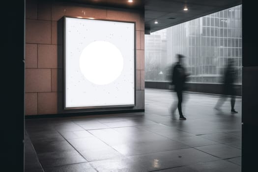 Blank Billboard on City Street at Night Indoor advertising Generative AI.