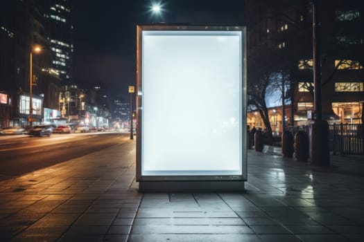Digital Media Blank white mock up of advertising light box billboard at city background, advertising, Generative AI.