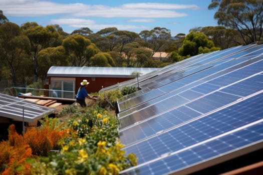 Photograph of a house with solar panel on the roof.