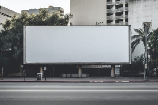 White empty billboard in an urban environment. City streets, Generative AI.