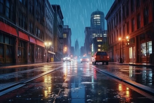 City street Radiance lights night city street landscape Generative AI.