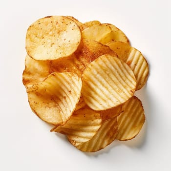A pile of various crispy potato chips.