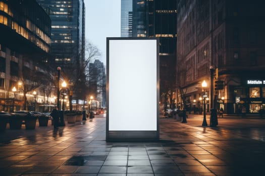 Digital Media Blank white mock up of advertising light box billboard at city background, advertising, Generative AI.