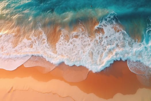 Top view beautiful Waves on the sandy beach as a background.