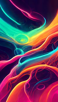 abstract colorful neon fibers background, neural network generated art. Digitally generated image. Not based on any actual scene or pattern.