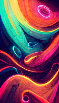 abstract colorful neon fibers background, neural network generated art. Digitally generated image. Not based on any actual scene or pattern.