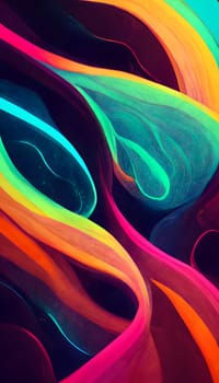 abstract colorful neon fibers background, neural network generated art. Digitally generated image. Not based on any actual scene or pattern.