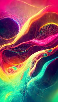 abstract colorful neon fibers background, neural network generated art. Digitally generated image. Not based on any actual scene or pattern.