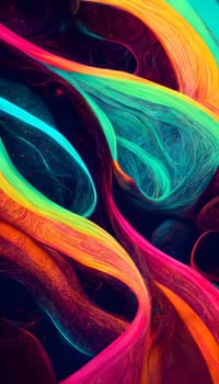 abstract colorful neon fibers background, neural network generated art. Digitally generated image. Not based on any actual scene or pattern.