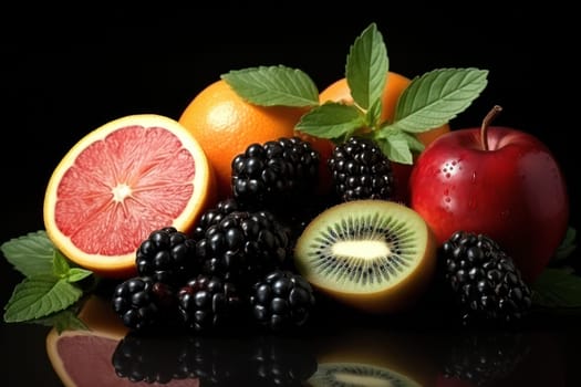 Juicy, Fresh Fruits on Colorful Background: A Vibrant Assortment of Healthy Vitamin-Packed Sweet Organic Nature in a Delicious, Exotic Collection