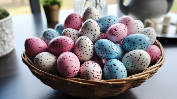 Colorful Easter Egg Celebration on Wooden Background: Tradition, Springtime Joy, and Festive Delight