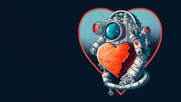 bizarre nasa style valentines day logo, neural network generated art. Digitally generated image. Not based on any actual scene or pattern.