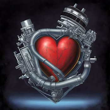 nasa space exploration style heart for cosmic valentines day celebration, neural network generated art. Digitally generated image. Not based on any actual scene or pattern.