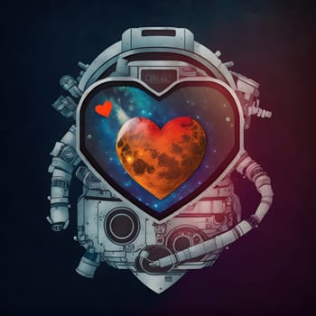 nasa space exploration style heart for cosmic valentines day celebration, neural network generated art. Digitally generated image. Not based on any actual scene or pattern.