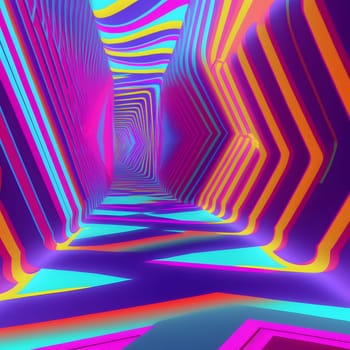 abstract colorful neon geometric lines background, neural network generated art. Digitally generated image. Not based on any actual scene or pattern.