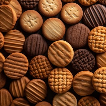 Assorted cookies with various textures and patterns.