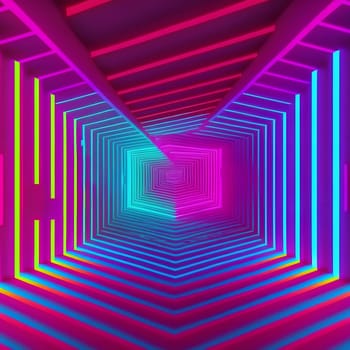 abstract colorful neon geometric lines background, neural network generated art. Digitally generated image. Not based on any actual scene or pattern.