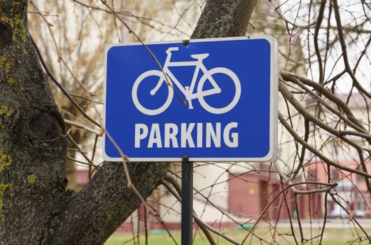 Road sign parking for bicycles. Road signs.