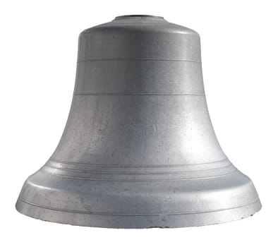 A Huge Isolated Silver Bell On A White Background