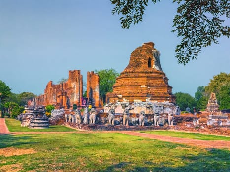 Wat thammikarat temple, Unesco World Heritage, by day in Ayutthaya, Thailand