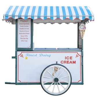 Isolated Vintage Traditional Ice Cream Cart On A White Background
