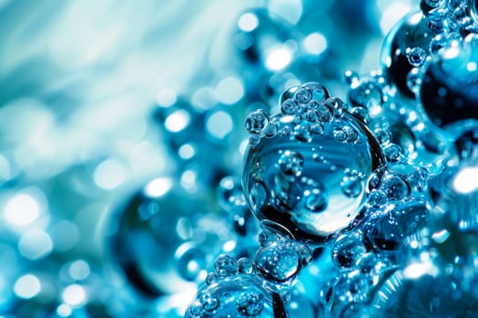 A detailed view of numerous water bubbles grouped closely together, creating an intriguing pattern.
