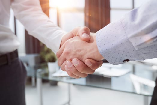 Good deal. Close-up of two business people shaking hands