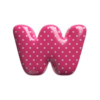 Polka dot letter W - Lower-case 3d pink retro font isolated on white background. This alphabet is perfect for creative illustrations related but not limited to Fashion, retro design, decoration...