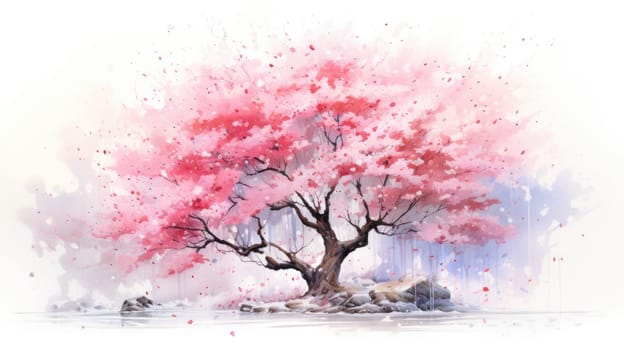 japanese sakura, cherry blossom tree during spring, ai