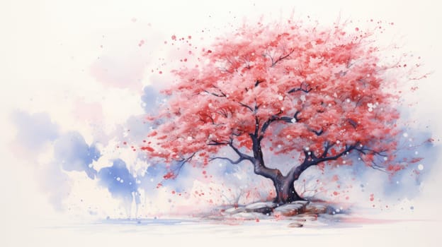 japanese sakura, cherry blossom tree during spring, ai