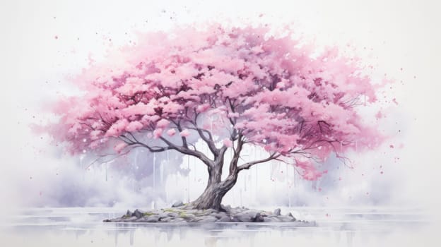 japanese sakura, cherry blossom tree during spring, ai