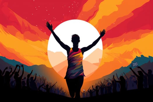 Colorful Running marathon poster, people run, colorful poster. illustration.