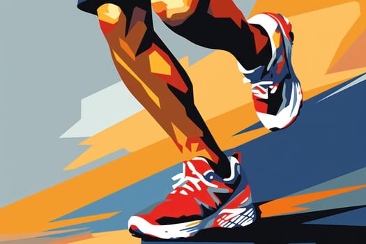 Colorful Running marathon poster, people run, colorful poster. illustration.