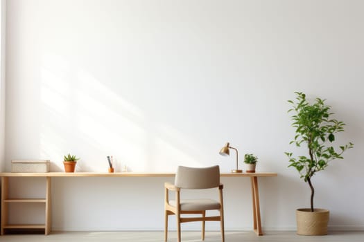 3D render of interior modern living room workspace Comfortable modern minimal.