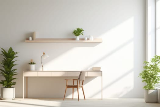 3D render of interior modern living room workspace Comfortable modern minimal.
