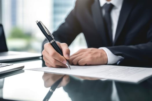 Businessman Signing documents In The Office.