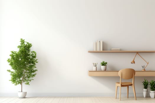 3D render of interior modern living room workspace Comfortable modern minimal.