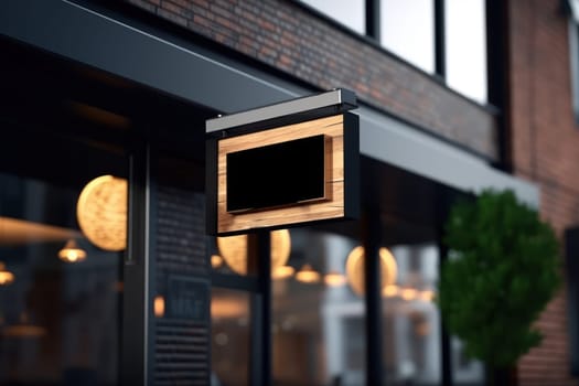 Mockup outdoor wall store shop sign outside restaurant.