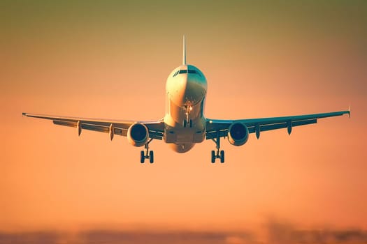 Passenger Airplane Flying with beautiful sky.