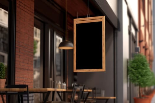Mockup outdoor wall store shop sign outside restaurant.
