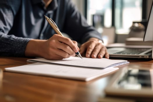 Businessman Signing documents In The Office.