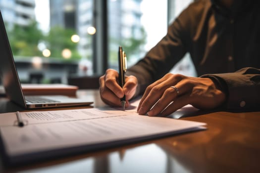 Businessman Signing documents In The Office.