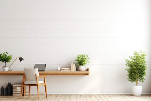 3D render of interior modern living room workspace Comfortable modern minimal.