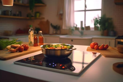 Woman is cooking in home kitchen Close up hands.