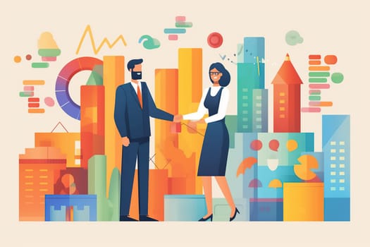 Business partnership gesture, Making handshake deal.
