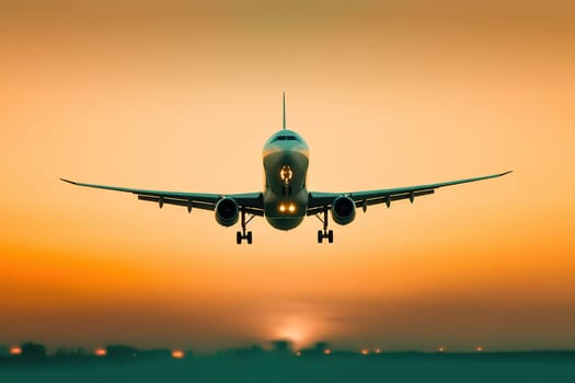 Passenger Airplane Flying with beautiful sky.